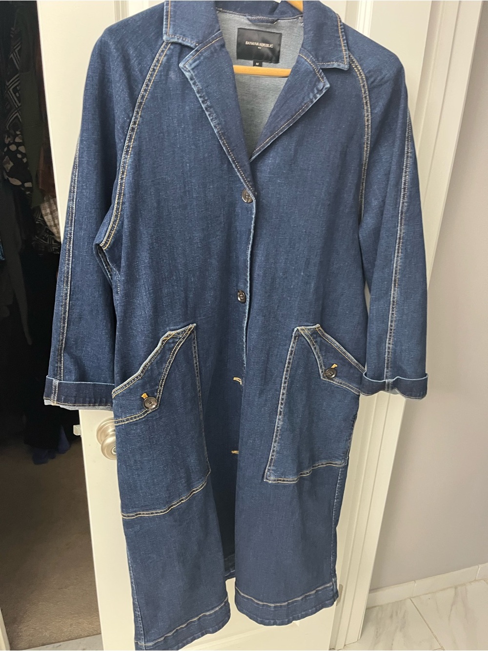 Banana Republic Blue Denim Longline Coat